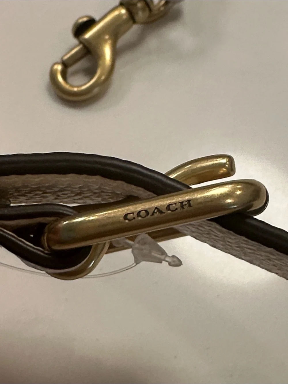 NWOT-Coach Leather Crossbody Replacement Strap in Off-White & Antique Brass